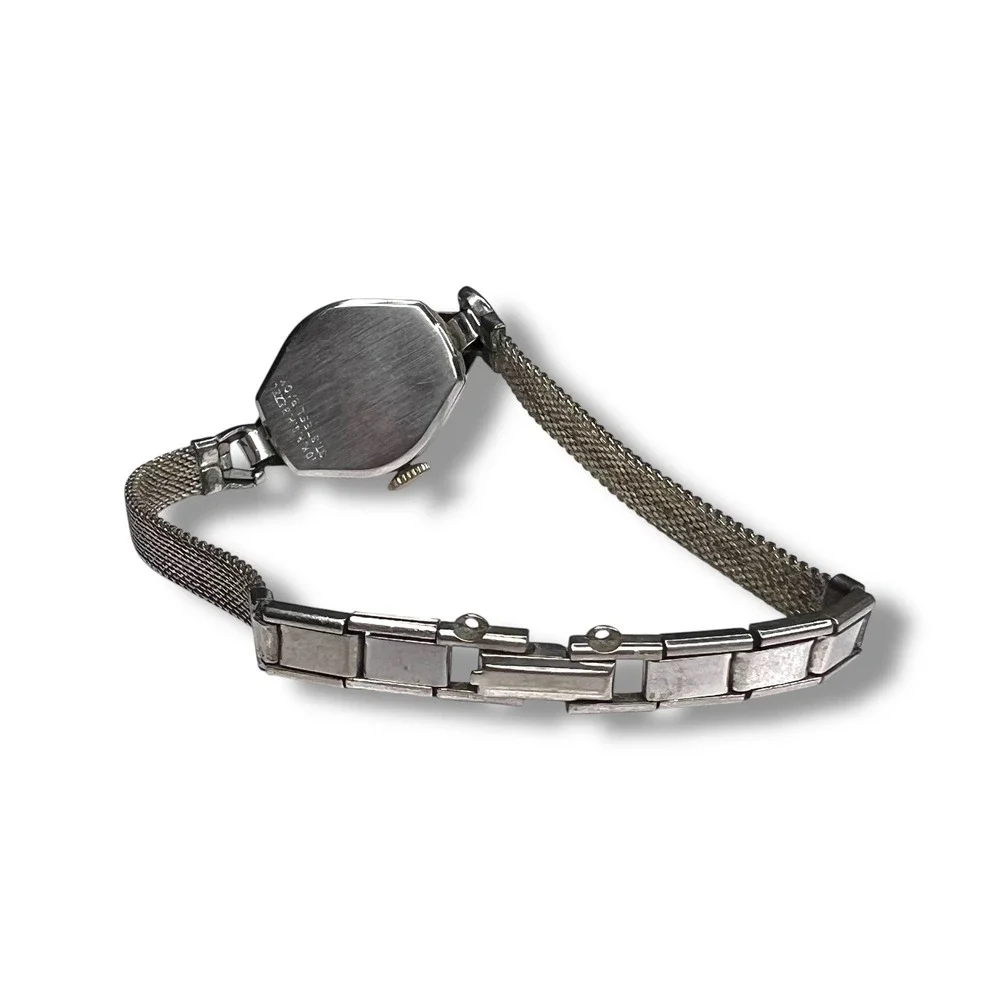 Vintage Benrus Womens Watch Wind Up Silver Tone 10k RGB Swiss Stretch‎ Band